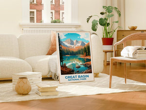 Great Basin National Park Travel Print Nevada Poster Green Lake Wall Art Nevada Illustration Great Basin Poster Home Decor Birthday Gift