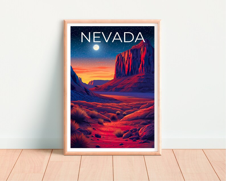 Nevada Travel Poster, Desert Wall Art, Desert Print, Nevada Poster, Desert Poster, Nature Poster, Nevada Art