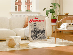 San Francisco Poster, California Travel Print, Golden Gate Bridge Art, West Coast Illustration, Scenic Wall Art, Home Decor, Birthday Gift