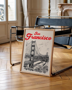 San Francisco Poster, California Travel Print, Golden Gate Bridge Art, West Coast Illustration, Scenic Wall Art, Home Decor, Birthday Gift