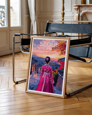 Seoul Travel Print, South Korea Poster, Bukchon Hanok Village Wall Art,  Seoul Poster,  Home Decor, Birthday Gift