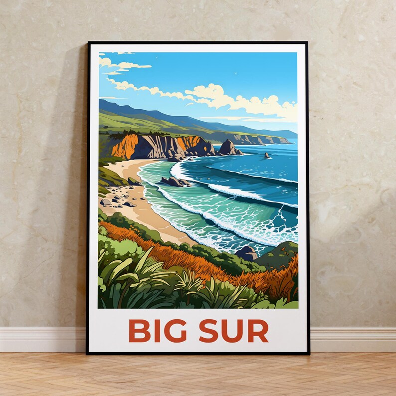 Big Sur Travel Poster, California Wall Art, California Print, Big Sur Poster, Big Sur Art, Nature Poster, Big Sur Decor