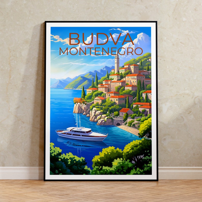 Budva Poster, Budva Print, Montenegro Art, Montenegro Print, Budva Travel Poster, Europe Poster, Montenegro Gift