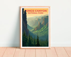 Affiche de voyage Kings Canyon, art mural de Californie, impression de Californie, affiche Kings Canyon, affiche de nature sauvage, affiche de nature, art de Kings Canyon