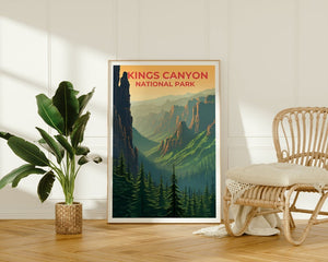 Affiche de voyage Kings Canyon, art mural de Californie, impression de Californie, affiche Kings Canyon, affiche de nature sauvage, affiche de nature, art de Kings Canyon