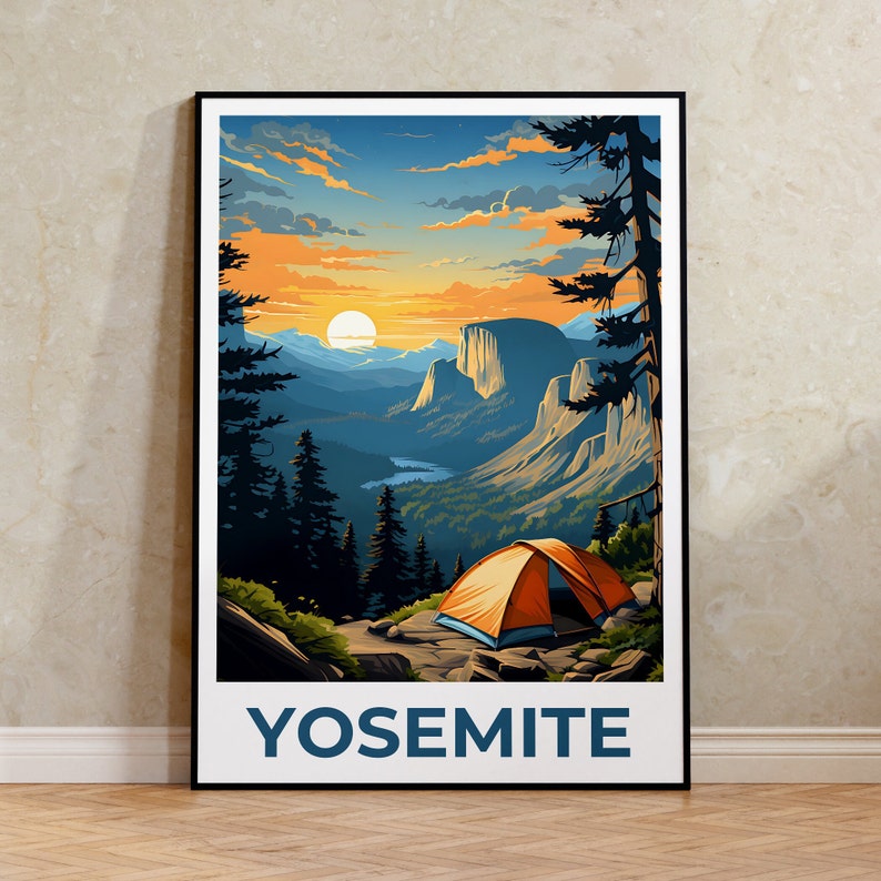 Affiche de voyage Yosemite, art mural de Californie, impression de Californie, affiche de Yosemite, affiche de Californie, impression de Yosemite, art de Yosemite