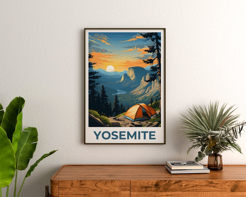 Affiche de voyage Yosemite, art mural de Californie, impression de Californie, affiche de Yosemite, affiche de Californie, impression de Yosemite, art de Yosemite