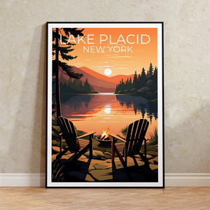 Lake Placid Travel Poster, New York Wall Art, New York Print, Lake Placid Poster, Lake Poster, Nature Poster, Lake Placid Art