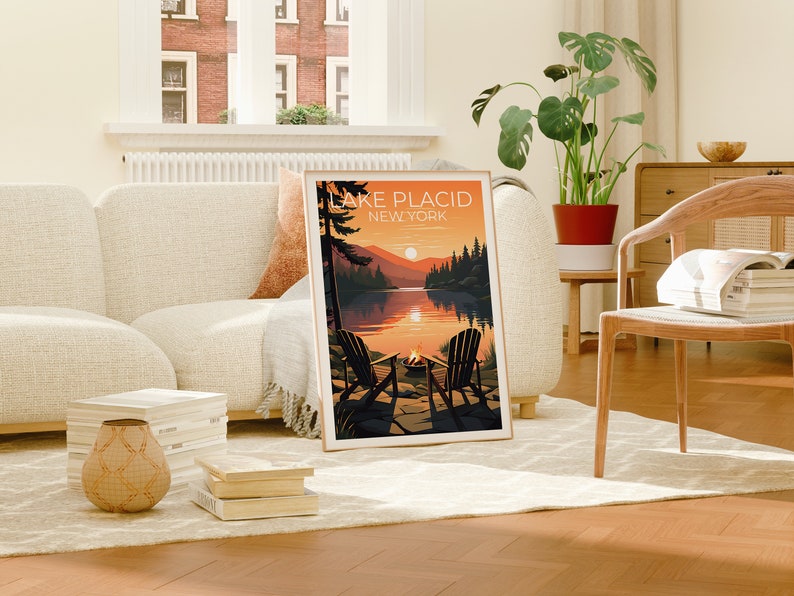 Lake Placid Travel Poster, New York Wall Art, New York Print, Lake Placid Poster, Lake Poster, Nature Poster, Lake Placid Art