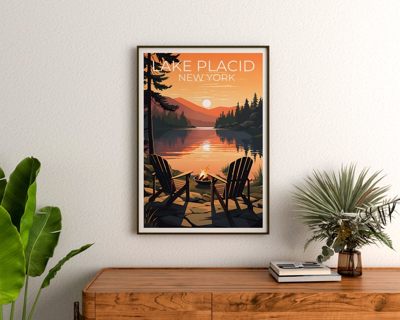 Lake Placid Travel Poster, New York Wall Art, New York Print, Lake Placid Poster, Lake Poster, Nature Poster, Lake Placid Art