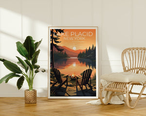 Lake Placid Travel Poster, New York Wall Art, New York Print, Lake Placid Poster, Lake Poster, Nature Poster, Lake Placid Art