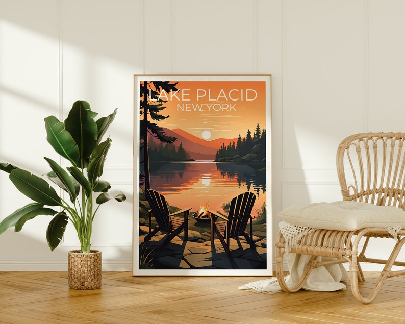 Lake Placid Travel Poster, New York Wall Art, New York Print, Lake Placid Poster, Lake Poster, Nature Poster, Lake Placid Art