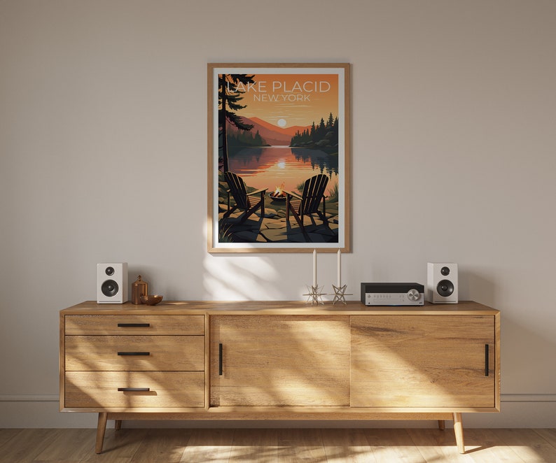 Lake Placid Travel Poster, New York Wall Art, New York Print, Lake Placid Poster, Lake Poster, Nature Poster, Lake Placid Art