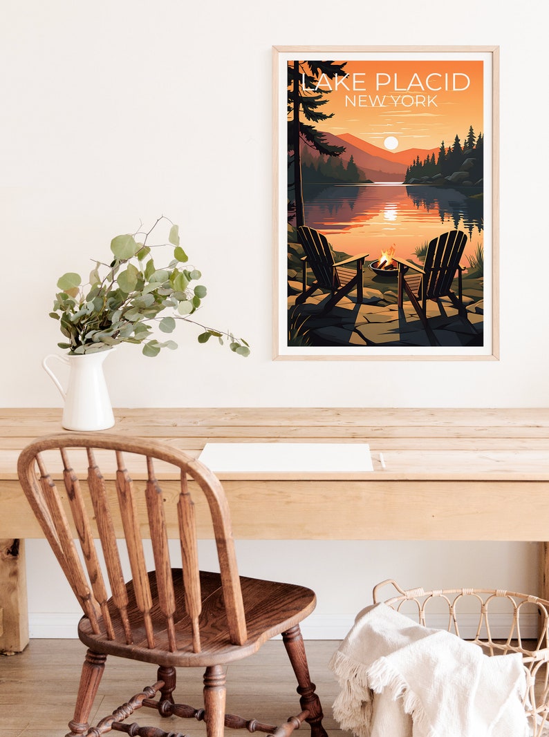 Lake Placid Travel Poster, New York Wall Art, New York Print, Lake Placid Poster, Lake Poster, Nature Poster, Lake Placid Art