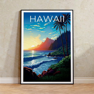 Hawaii Travel Poster, Island Wall Art, Island Print, Hawaii Poster, Island Poster, Nature Poster, Hawaii Print