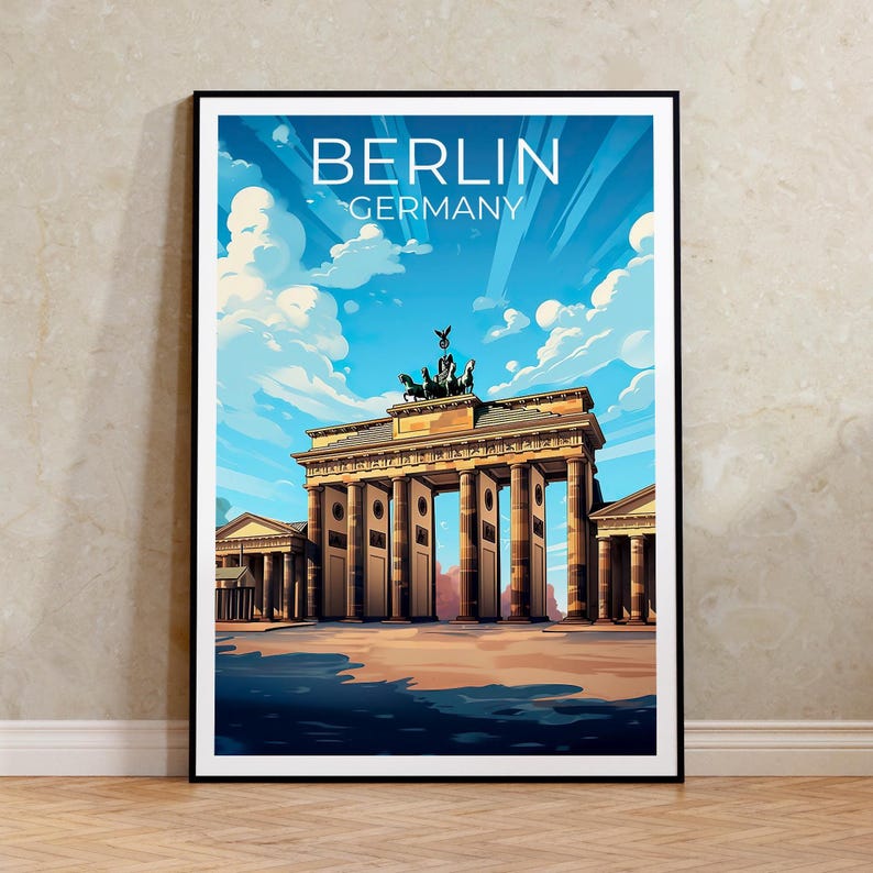 Berlin Travel Print, Germany Poster, Brandenburg Gate Wall Art, European Architecture Illustration, Berlin Poster, Home Decor, Birthday Gift