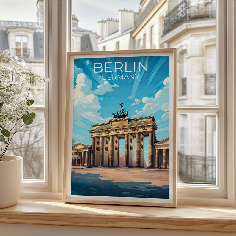 Berlin Travel Print, Germany Poster, Brandenburg Gate Wall Art, European Architecture Illustration, Berlin Poster, Home Decor, Birthday Gift