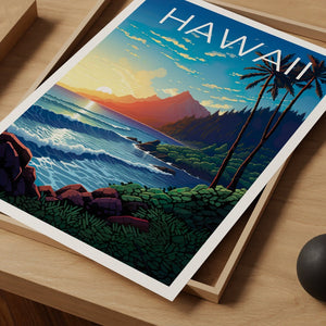 Hawaii Travel Poster, Island Wall Art, Island Print, Hawaii Poster, Island Poster, Nature Poster, Hawaii Print