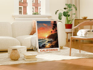 California Poster, SoCal Print, Coastal Art, California Illustration, Palm Trees Wall Art, Travel Poster, Home Decor, Birthday Gift