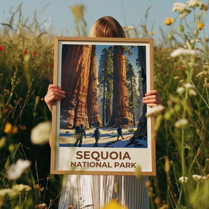 Sequoia National Park Poster, California Travel Print, Sequoia  Wall Art, Giant Tree Illustration, Home Decor, Birthday Gift