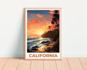 California Poster, SoCal Print, Coastal Art, California Illustration, Palm Trees Wall Art, Travel Poster, Home Decor, Birthday Gift