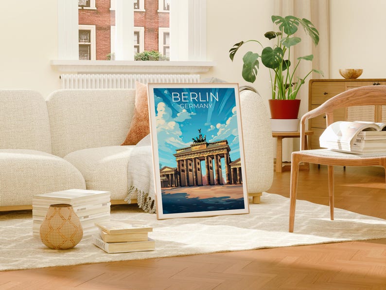 Berlin Travel Print, Germany Poster, Brandenburg Gate Wall Art, European Architecture Illustration, Berlin Poster, Home Decor, Birthday Gift