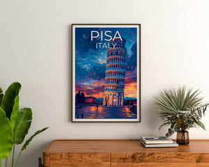 Leaning Tower of Pisa Poster, Italy Print, Italy Art, Tower of Pisa Print, Pisa Art, Tower of Pisa Art