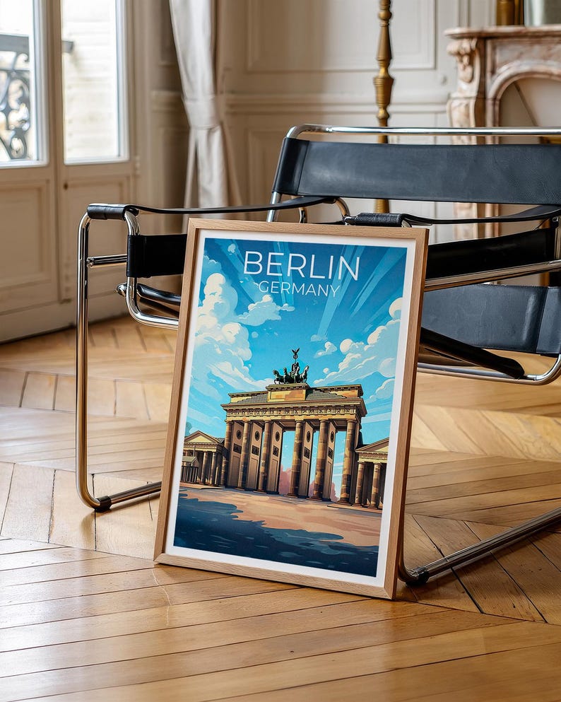 Berlin Travel Print, Germany Poster, Brandenburg Gate Wall Art, European Architecture Illustration, Berlin Poster, Home Decor, Birthday Gift