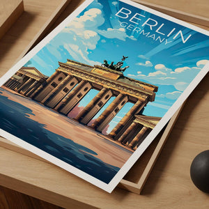 Berlin Travel Print, Germany Poster, Brandenburg Gate Wall Art, European Architecture Illustration, Berlin Poster, Home Decor, Birthday Gift