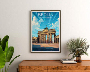 Berlin Travel Print, Germany Poster, Brandenburg Gate Wall Art, European Architecture Illustration, Berlin Poster, Home Decor, Birthday Gift