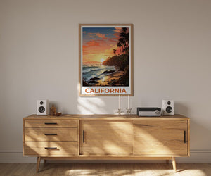 California Poster, SoCal Print, Coastal Art, California Illustration, Palm Trees Wall Art, Travel Poster, Home Decor, Birthday Gift
