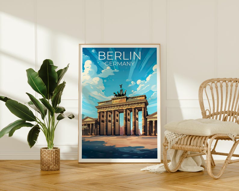 Berlin Travel Print, Germany Poster, Brandenburg Gate Wall Art, European Architecture Illustration, Berlin Poster, Home Decor, Birthday Gift