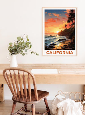 California Poster, SoCal Print, Coastal Art, California Illustration, Palm Trees Wall Art, Travel Poster, Home Decor, Birthday Gift