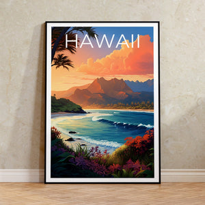 Hawaii Reiseposter, Insel Wandkunst, Insel Druck, Hawaii Poster, Insel Poster, Natur Poster, Hawaii Druck