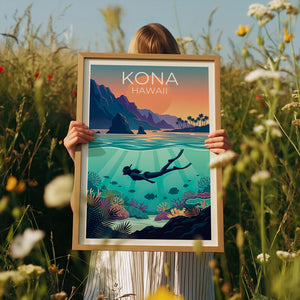 Kona Hawaii Poster - Tropical Pacific Wall Art Print
