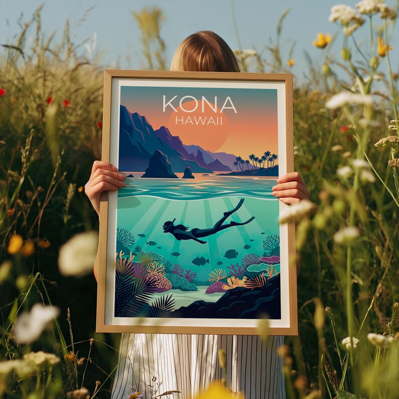 Kona Hawaii Poster - Tropical Pacific Wall Art Print