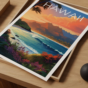 Hawaii Reiseposter, Insel Wandkunst, Insel Druck, Hawaii Poster, Insel Poster, Natur Poster, Hawaii Druck