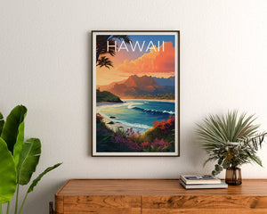 Hawaii Reiseposter, Insel Wandkunst, Insel Druck, Hawaii Poster, Insel Poster, Natur Poster, Hawaii Druck