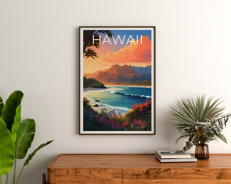 Hawaii Reiseposter, Insel Wandkunst, Insel Druck, Hawaii Poster, Insel Poster, Natur Poster, Hawaii Druck
