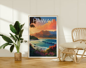 Hawaii Reiseposter, Insel Wandkunst, Insel Druck, Hawaii Poster, Insel Poster, Natur Poster, Hawaii Druck