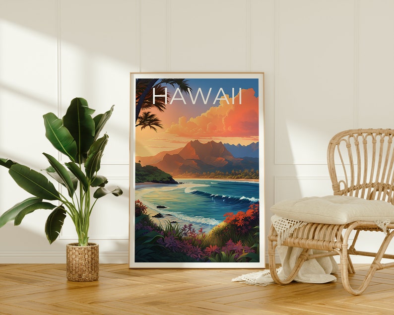 Hawaii Reiseposter, Insel Wandkunst, Insel Druck, Hawaii Poster, Insel Poster, Natur Poster, Hawaii Druck