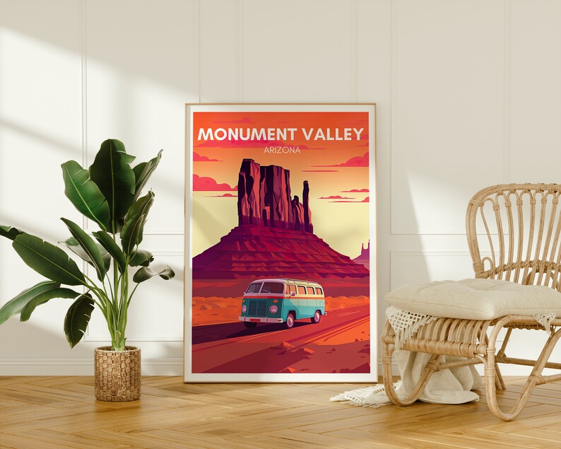 Monument Valley Reiseposter, Arizona Wandkunst, Van Life Print, Monument Valley Poster, Arizona Kunst, Arizona Poster, Posterkunst, Wanddekoration