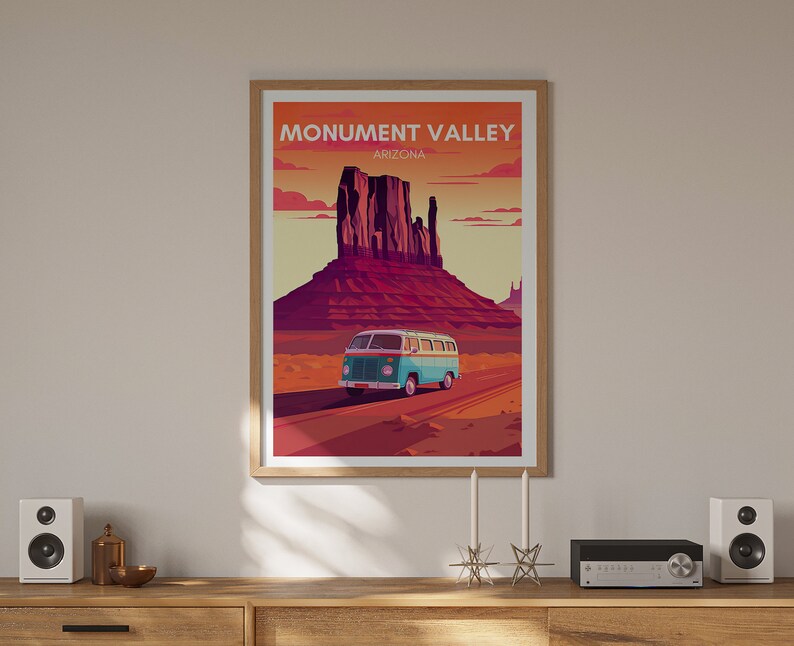 Monument Valley Reiseposter, Arizona Wandkunst, Van Life Print, Monument Valley Poster, Arizona Kunst, Arizona Poster, Posterkunst, Wanddekoration