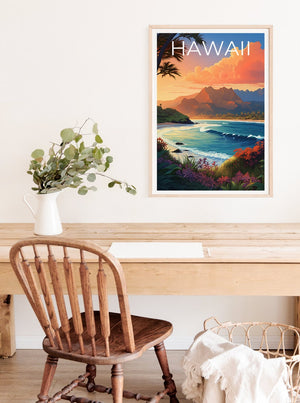 Hawaii Reiseposter, Insel Wandkunst, Insel Druck, Hawaii Poster, Insel Poster, Natur Poster, Hawaii Druck