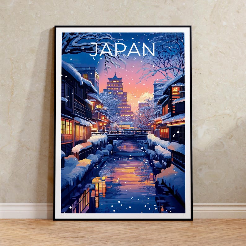 Japan Travel Print, Sapporo Poster, Japan Snow Wall Art, Cityscape Illustration, Japan Poster, Home Decor, Birthday Gift