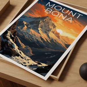 Mount Bona Travel Poster, Alaska Wall Art, Alaska Print, Mount Bona Poster, Alaska Poster, Nature Poster, Mount Bona Art