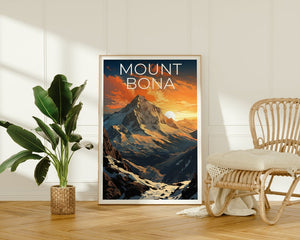 Mount Bona Travel Poster, Alaska Wall Art, Alaska Print, Mount Bona Poster, Alaska Poster, Nature Poster, Mount Bona Art