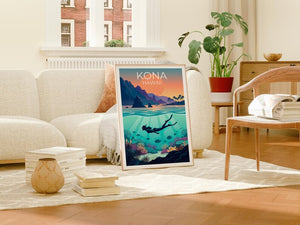 Kona Hawaii Poster - Tropical Pacific Wall Art Print