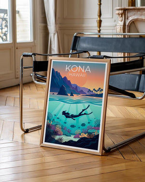 Kona Hawaii Poster - Tropical Pacific Wall Art Print
