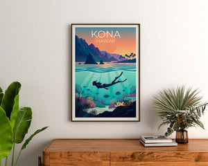 Kona Hawaii Poster - Tropical Pacific Wall Art Print